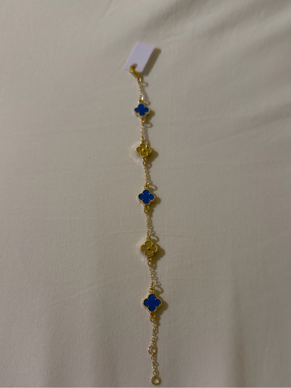 Gold/Blue Clover Charm Bracelet- Women’s Jewelry